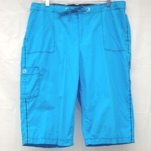 Blue Cargo Shorts Drawstring Waist Relaxed Fit Beach Hiking Resortwear Activewea